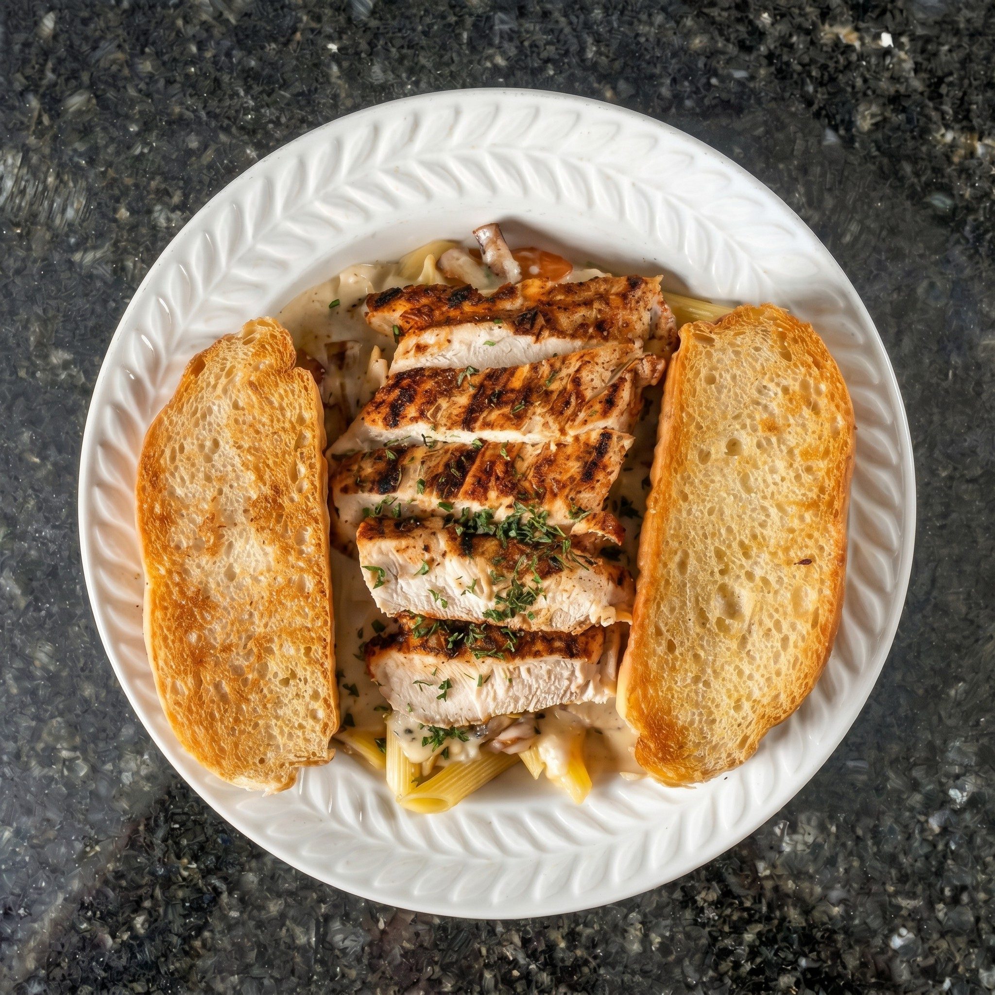 Blackened Chicken Alfredo.
